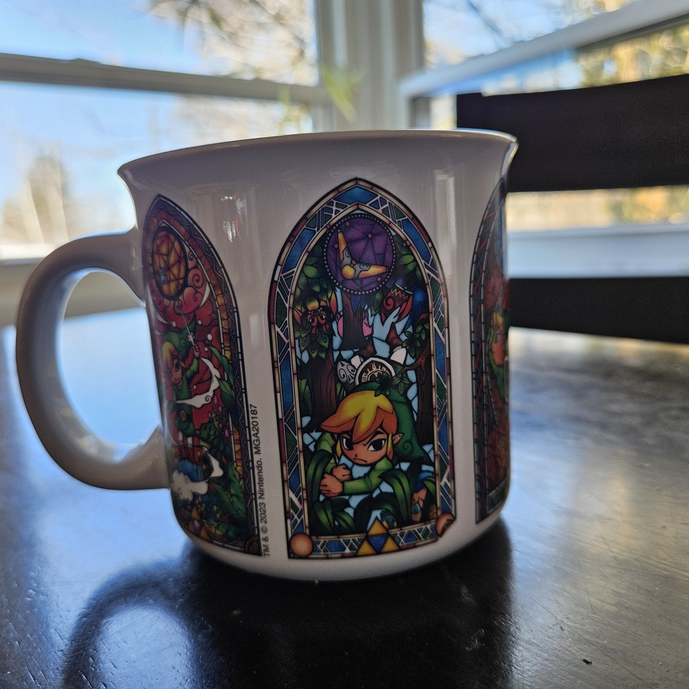 Legend Of Zelda Mug with Colorful Stained-Glass Link Artwork
